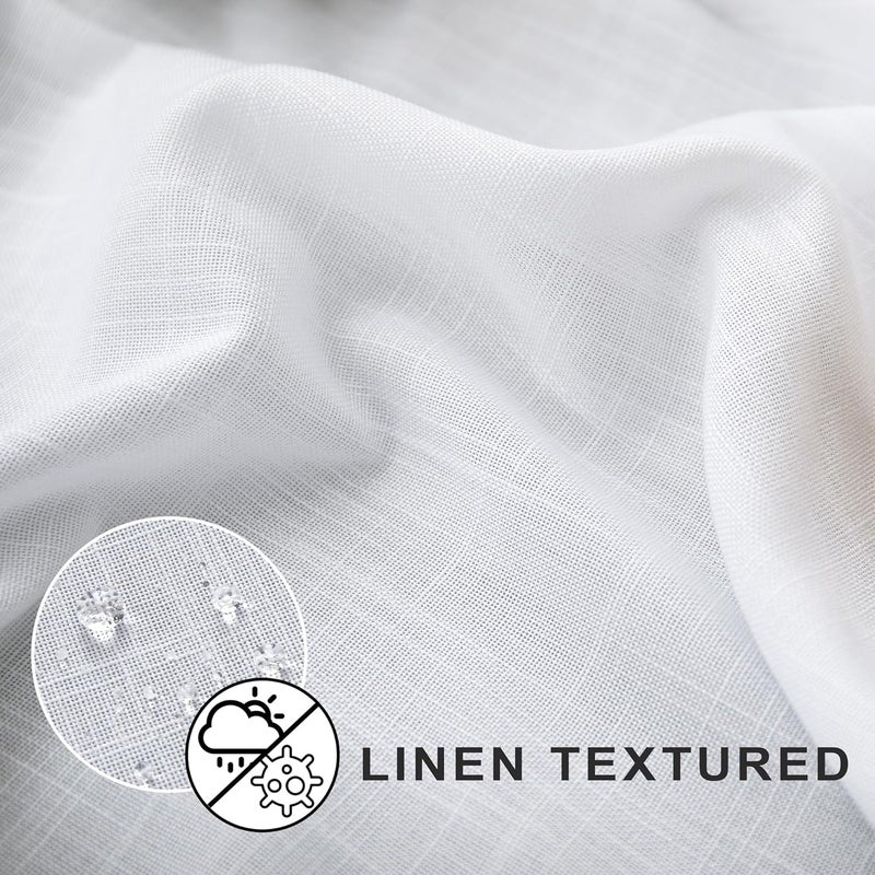 KOUFALL White Shower Curain 90 Inches Long for Bathroom,Fabric Extra Long Shower Curtain Liner Set with Hooks - Image 2